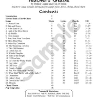 Sample page: The table of contents for Easy Guitar Songs Teacher's Guide