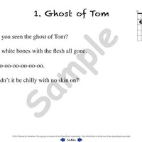 Sample slide: The lyrics and tabs for "Ghost of Tom"