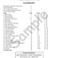 Sample page: The table of contents for Easy Guitar Songs Student Book