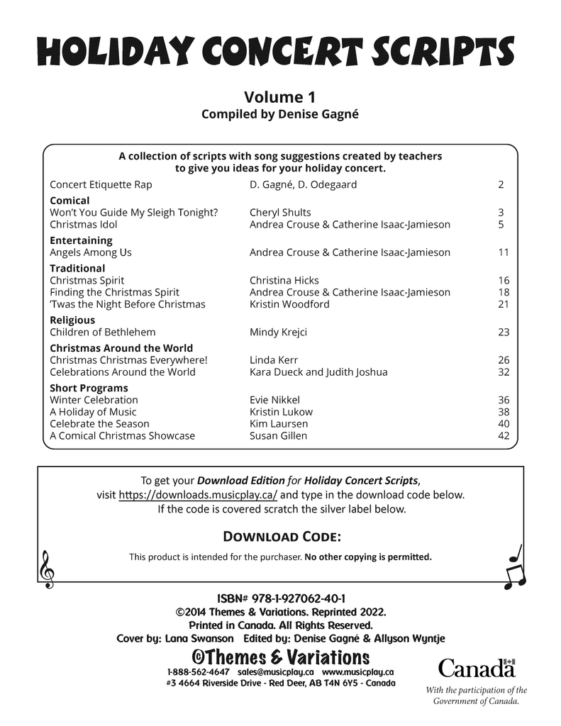 Holiday Concert Scripts | Themes & Variations - Musicplay