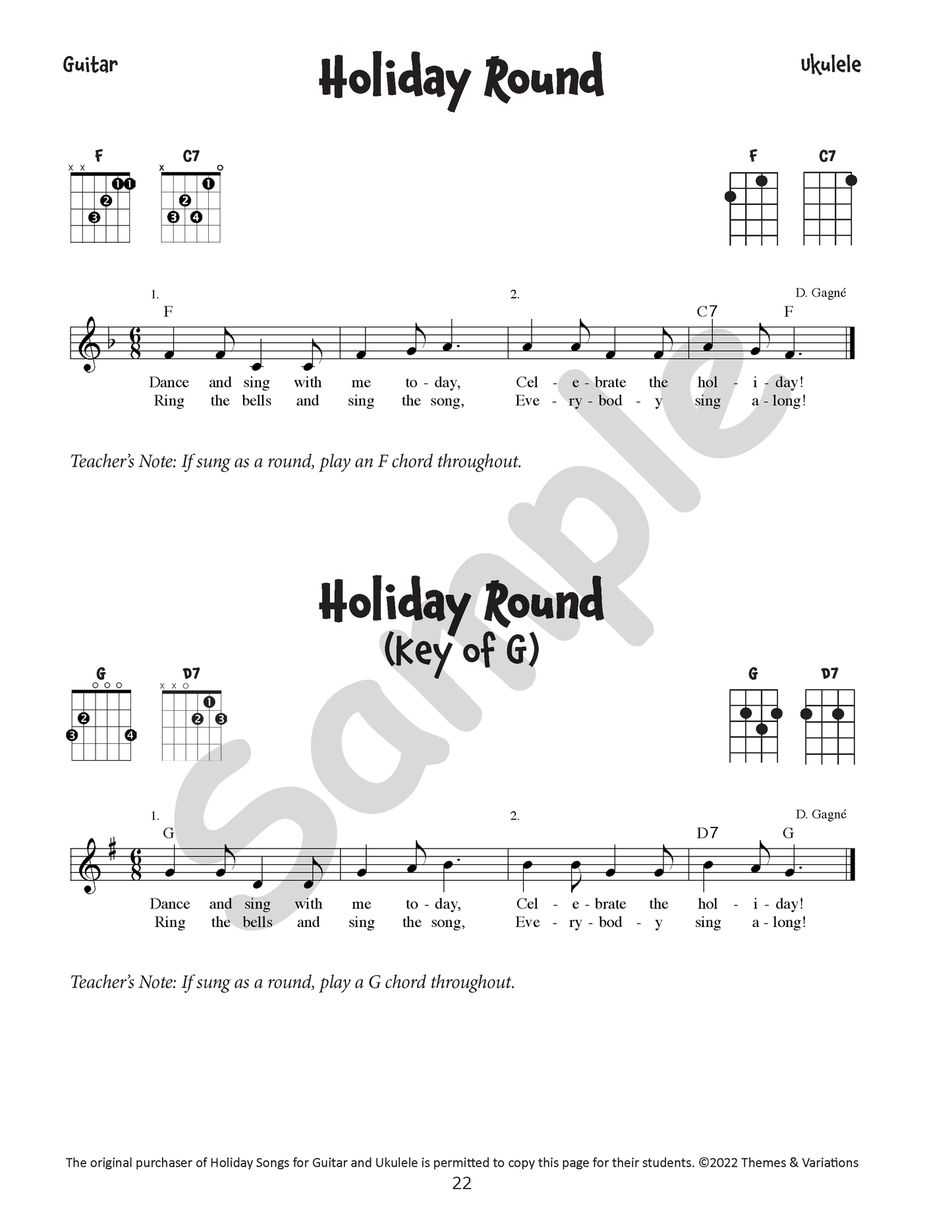 Holiday Songs for Guitar and Ukulele