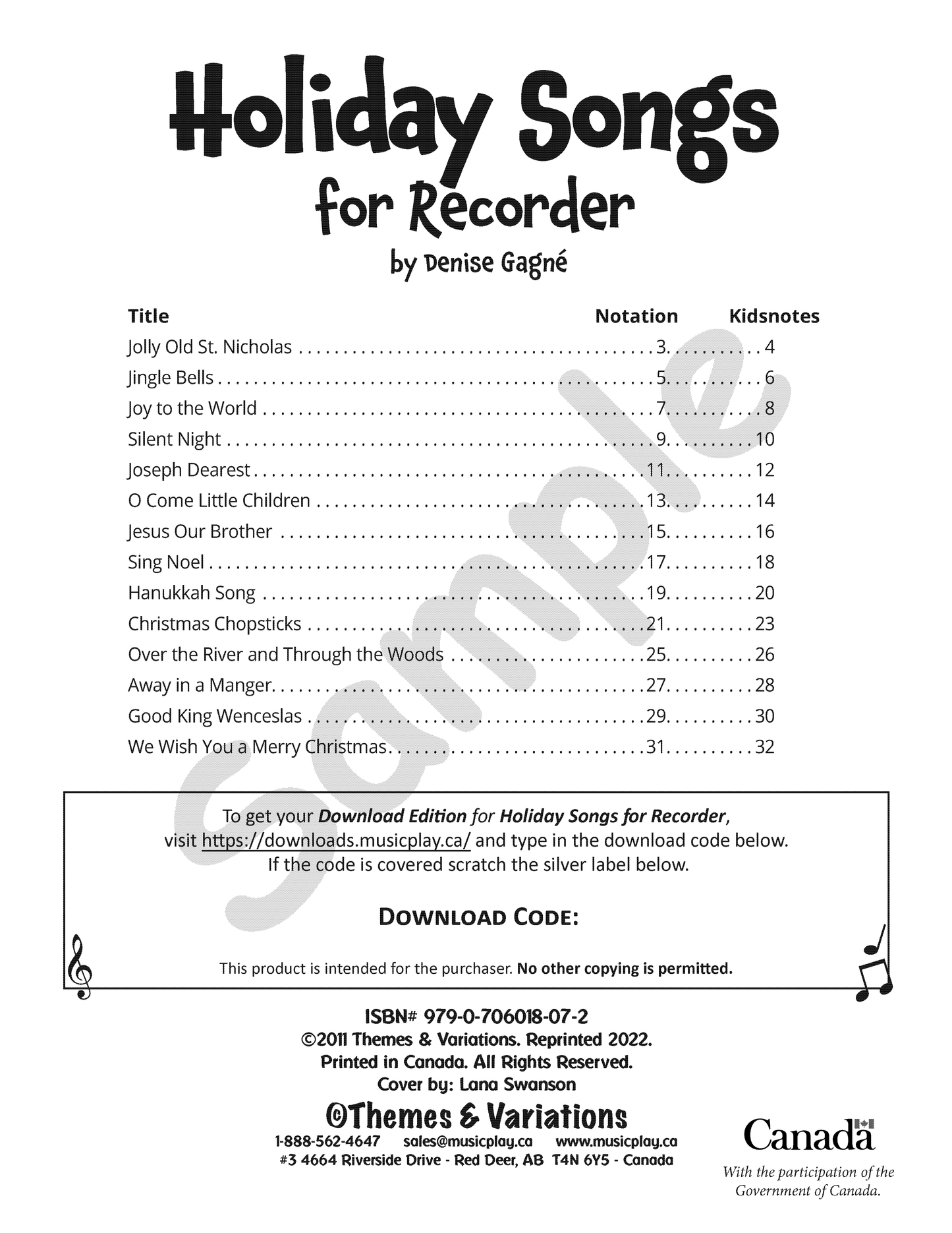 Holiday Songs for Recorder