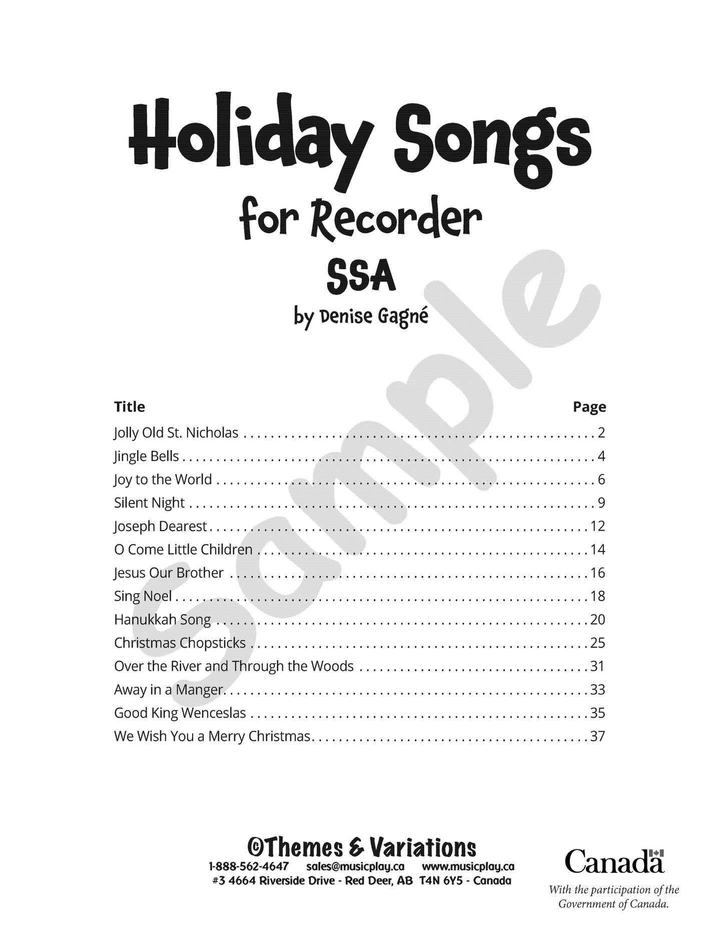 Holiday Songs for Recorder
