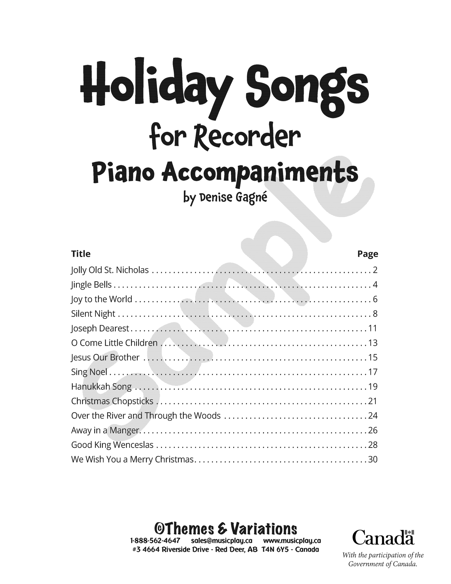 Holiday Songs for Recorder