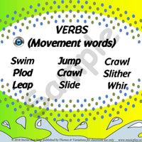 Sample slide: A collection of verbs in the song "One Duck Stuck"