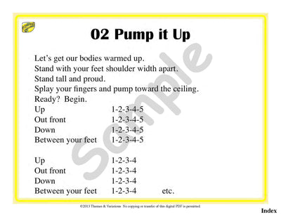 Sample slide: The warm-up Pump It Up