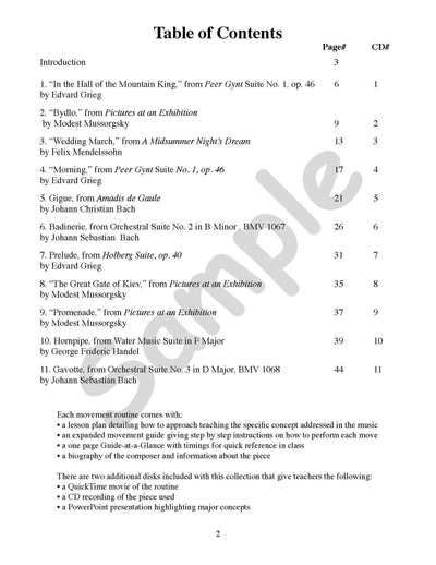 Sample page: The table of contents for Listening Fun