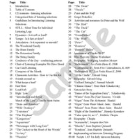 Sample page: The table of contents for Listening Resource Kit 1