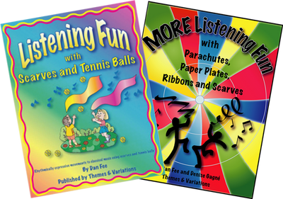 Book cover: The covers of Listening Fun and More Listening Fun, side by side