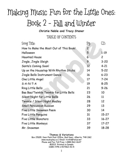 Fall and Winter Songs - Book 2