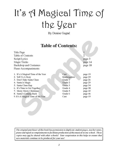 It's A Magical Time Of The Year Book Index/Table Of Contents