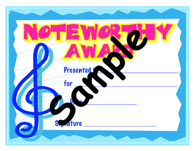 Noteworthy Award Certificate Sample