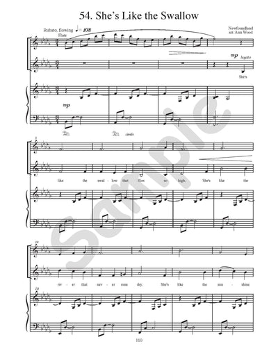 Sample page: Sheet music and lyrics for "She's Like the Swallow"