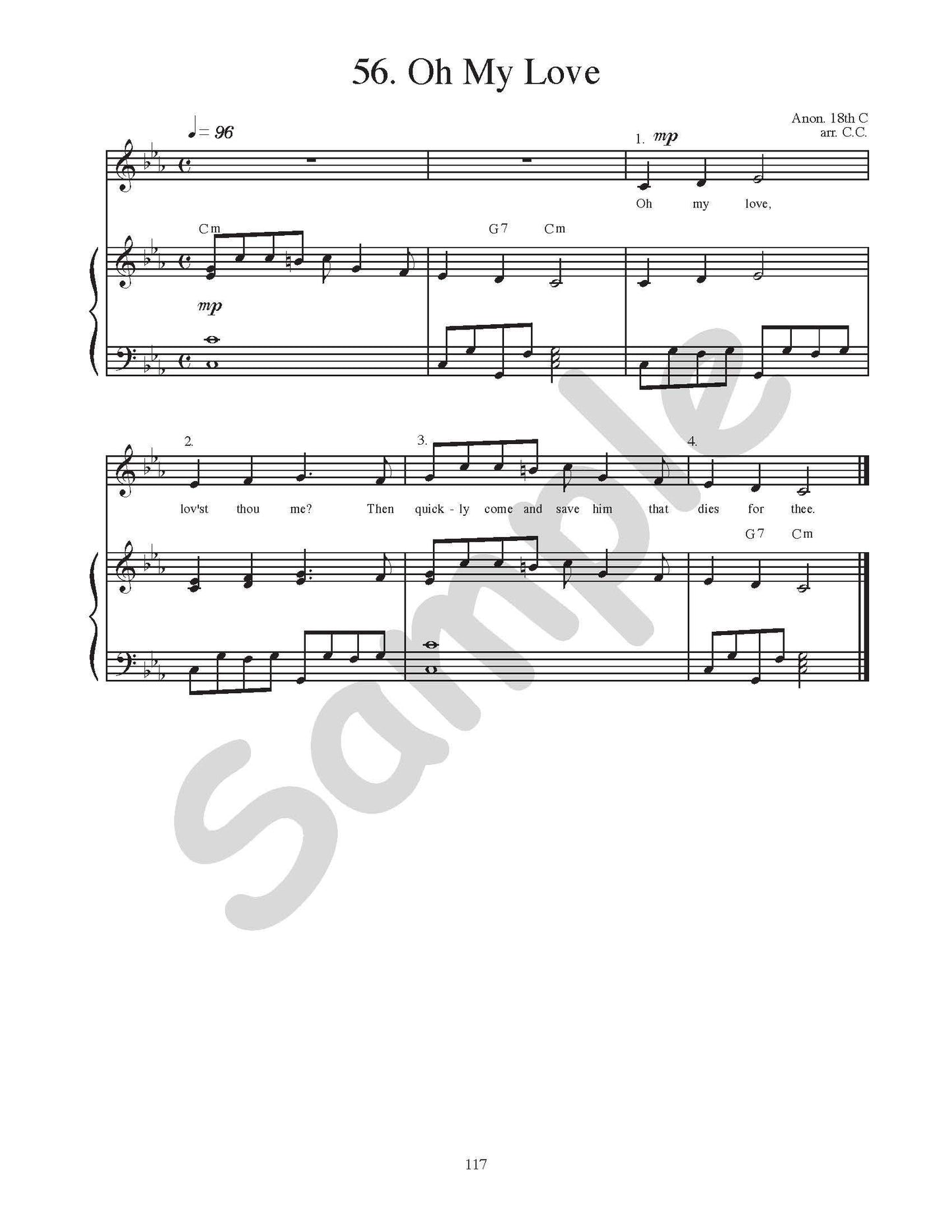 Sample page: Sheet music and lyrics for "Oh My Love"