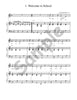 Sample page: Sheet music and lyrics for "Welcome to School"