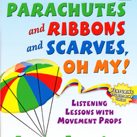 Book cover: A gradient blue-to white background with colourful ribbons and parachutes floating around