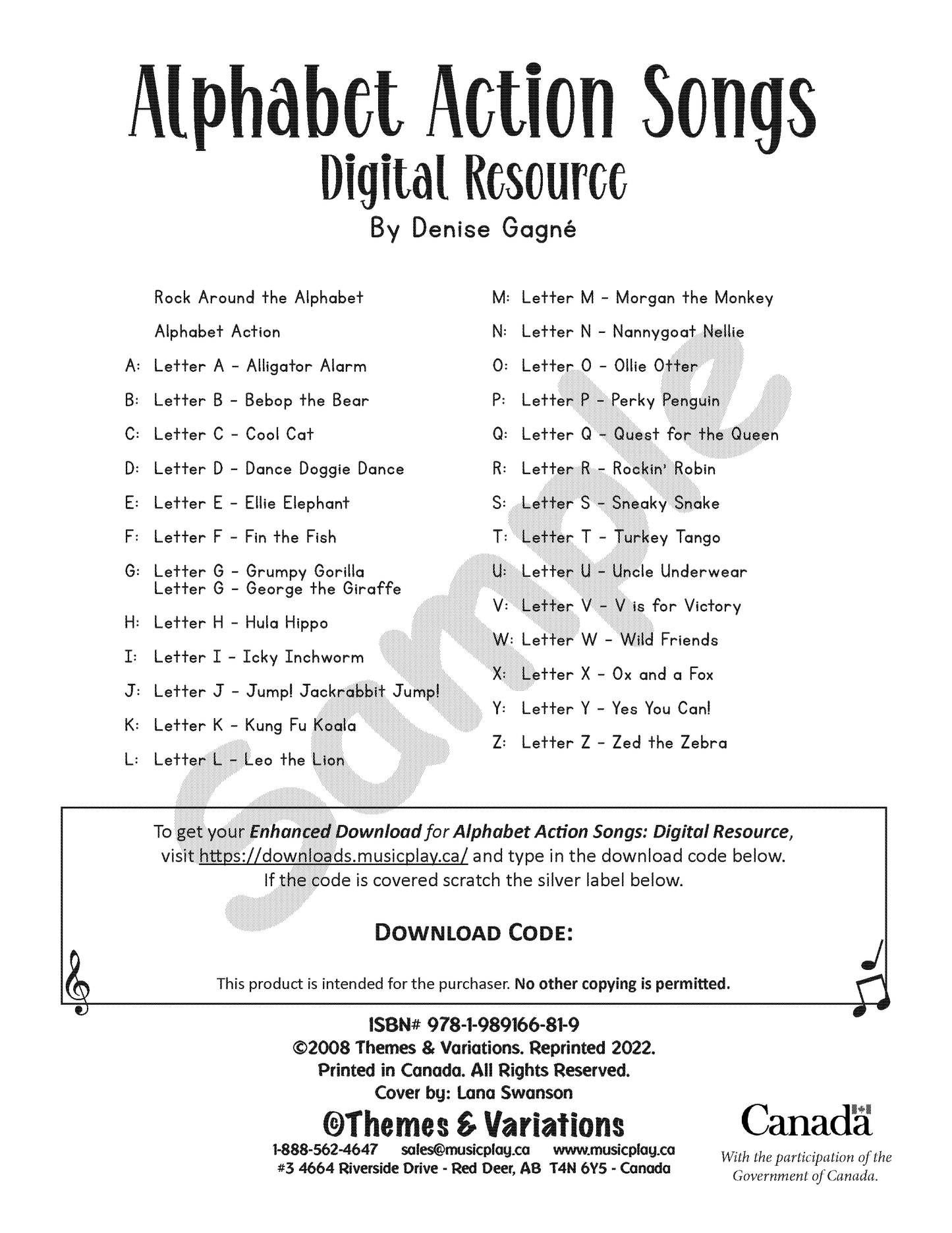 Alphabet Action Songs Digital Resource