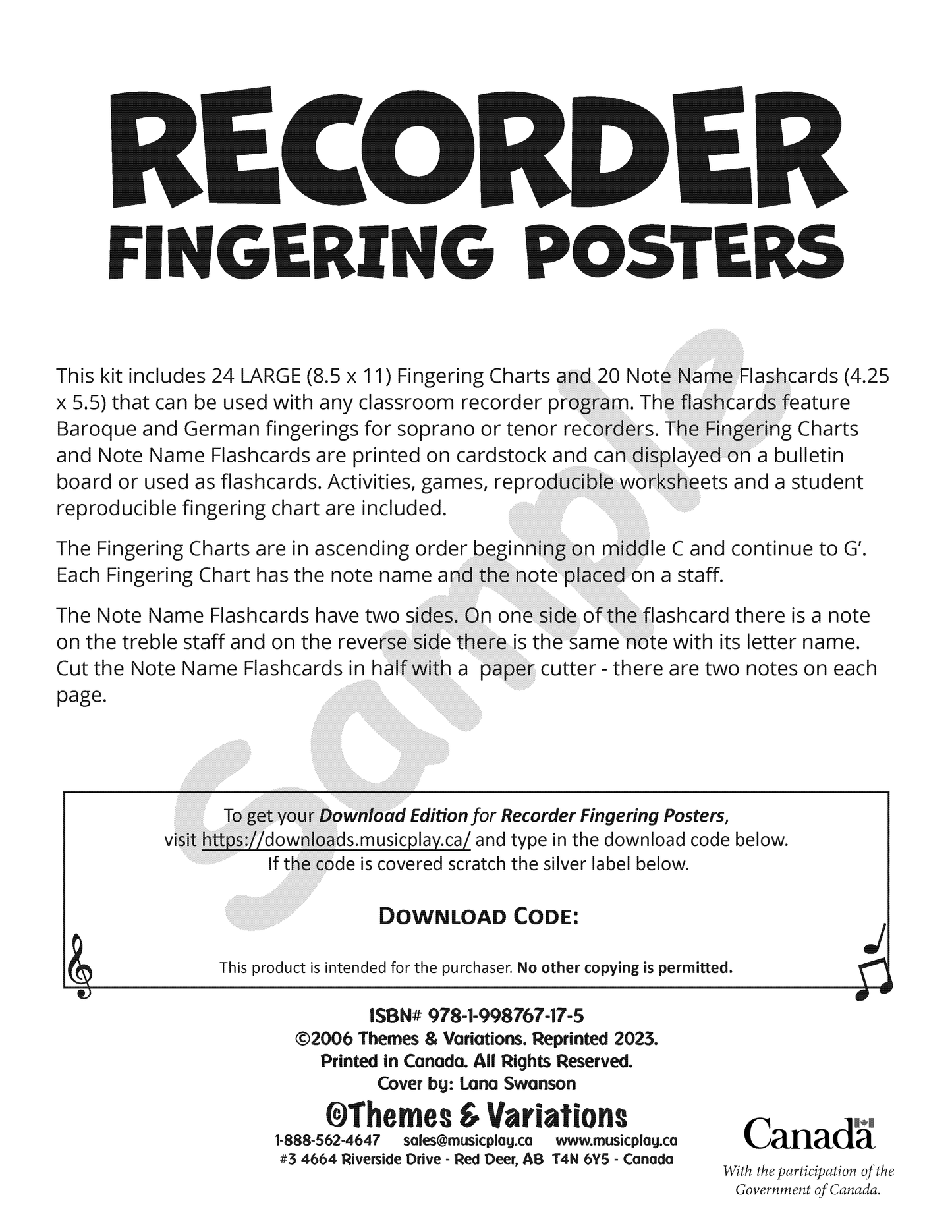 Recorder Fingering Posters