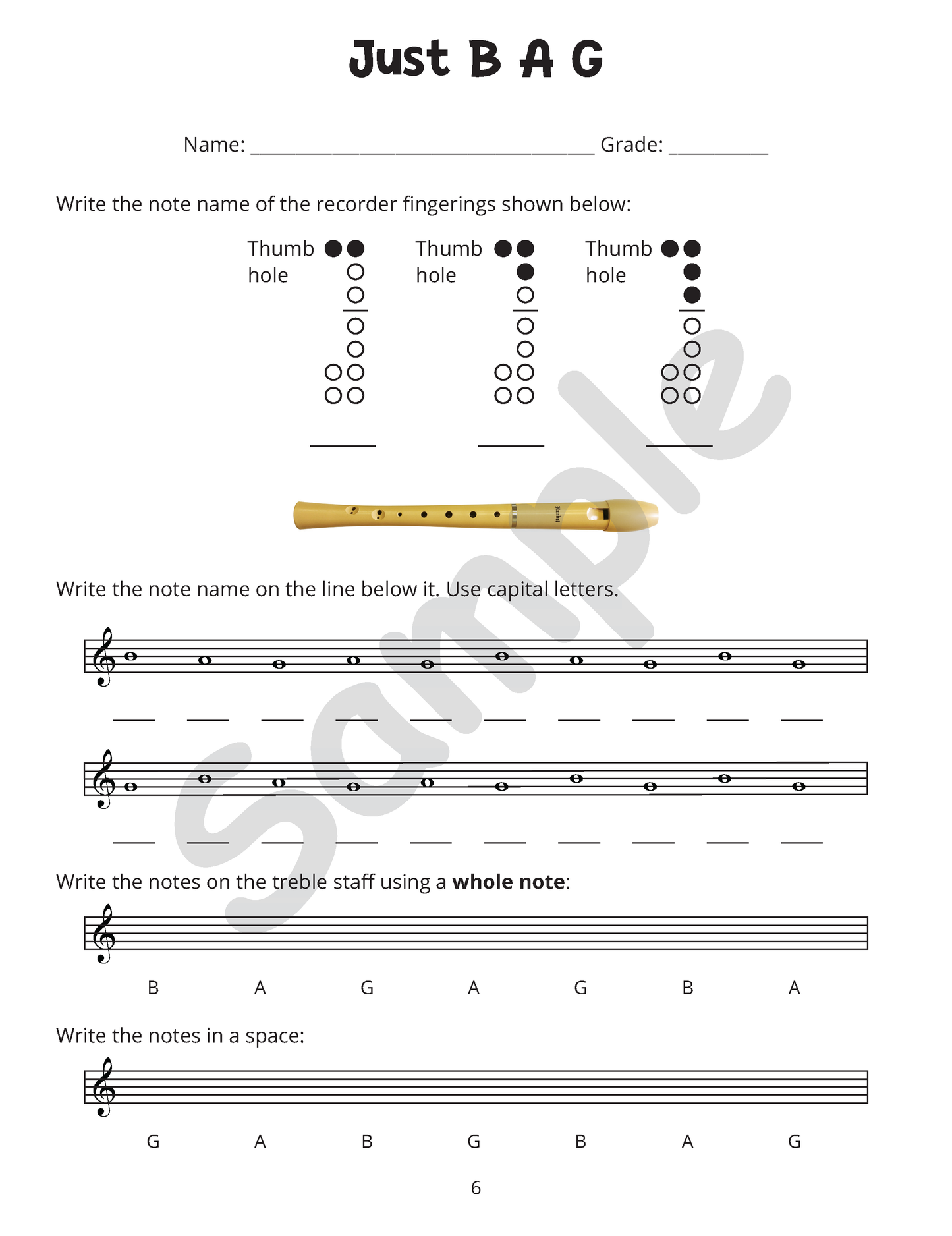 Recorder Fingering Posters
