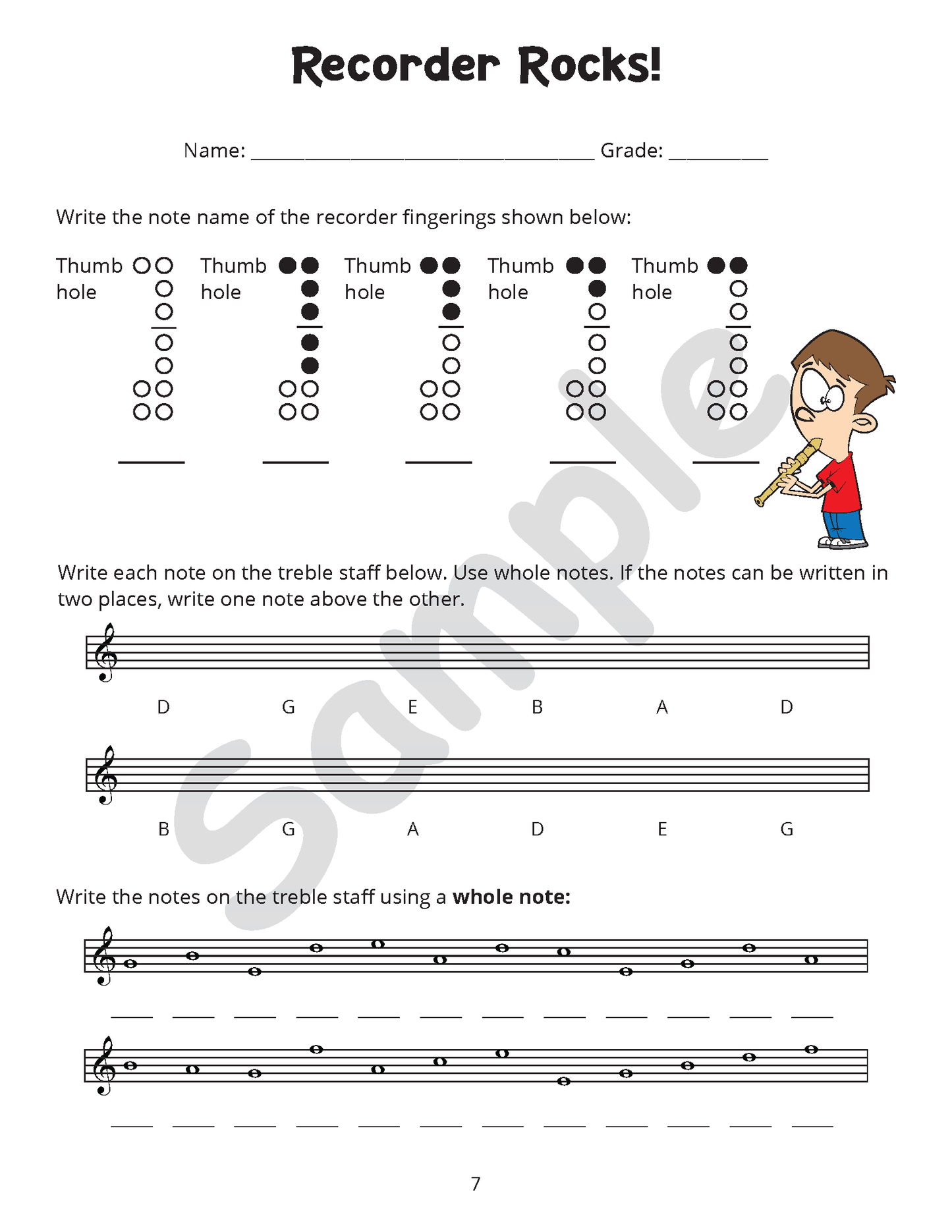 Recorder Fingering Posters