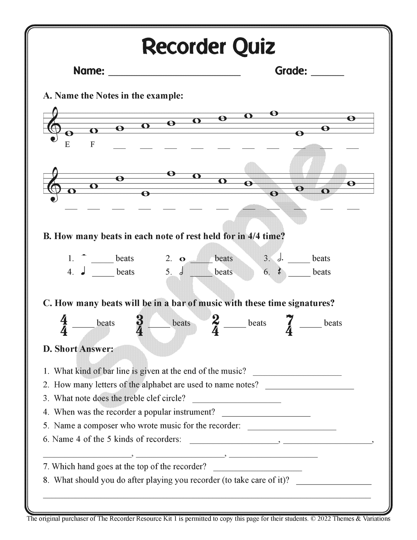 Recorder Resource Kit 1 Teacher Guide + Digital Resource