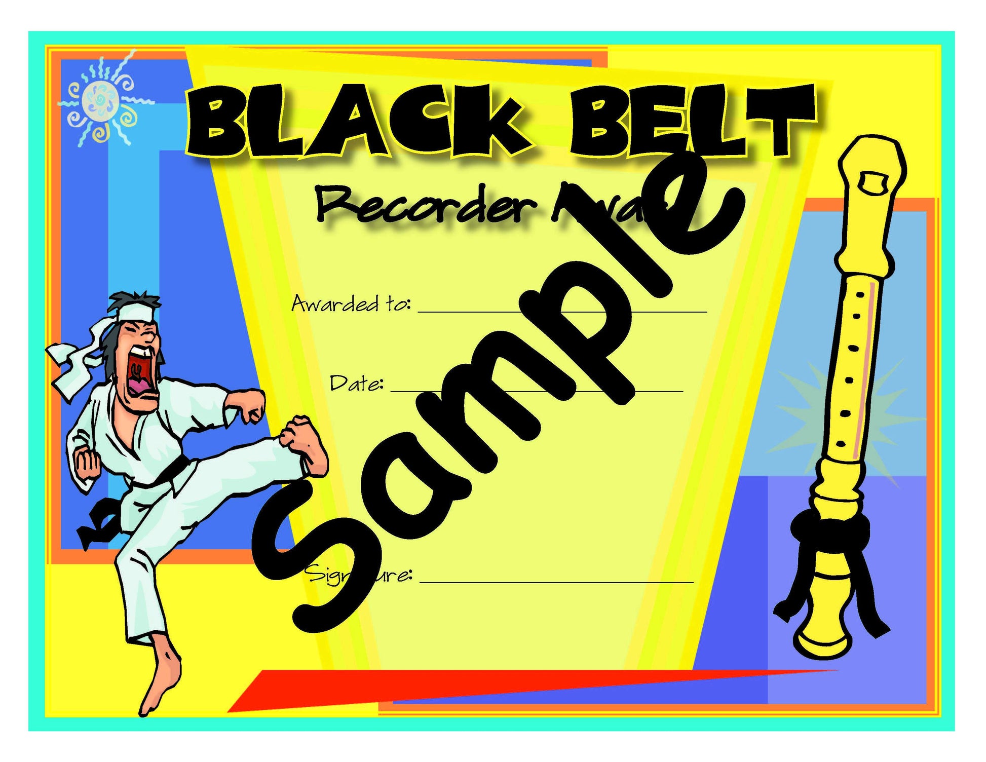 Black Belt Recorder Award Certificate