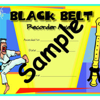 Black Belt Recorder Award Certificate