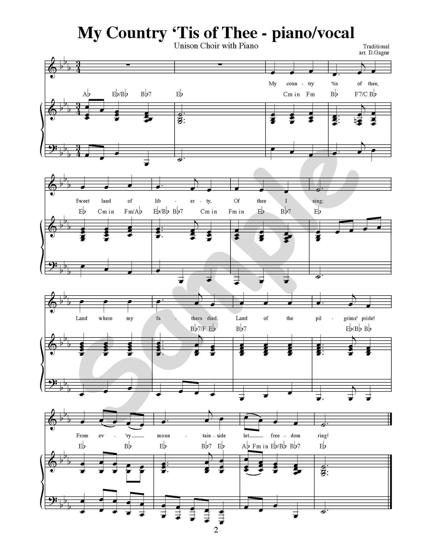 My Country 'Tis Of Thee Single Song Kit Download