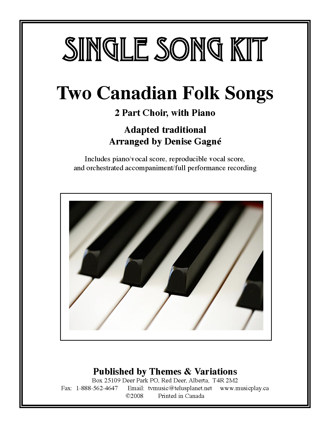 Two Canadian Folk Songs Single Song Kit Download