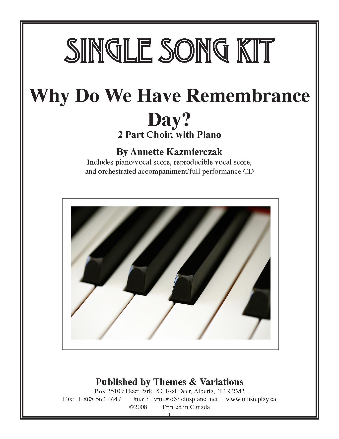 Why Do We Have Remembrance Day? Single Song Kit Download