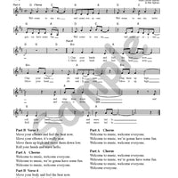 Sample page: The sheet music for the song "Welcome to Music"