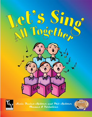 Book Cover: A rainbow gradient behind a drawing of a choir, singing in unison