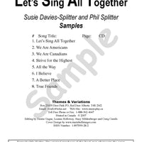Sample page: The table of contents for Let's Sing All Together. 