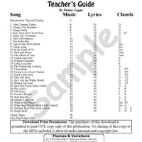 Sample page: The table of contents for Easy Ukulele Songs Teacher's Guide