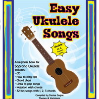 Book cover: A blue background with a ukulele in the centre