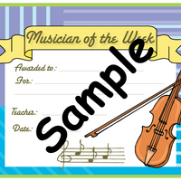 Musician Of The Week Sample Certificate