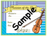 Musician Of The Week Sample Certificate