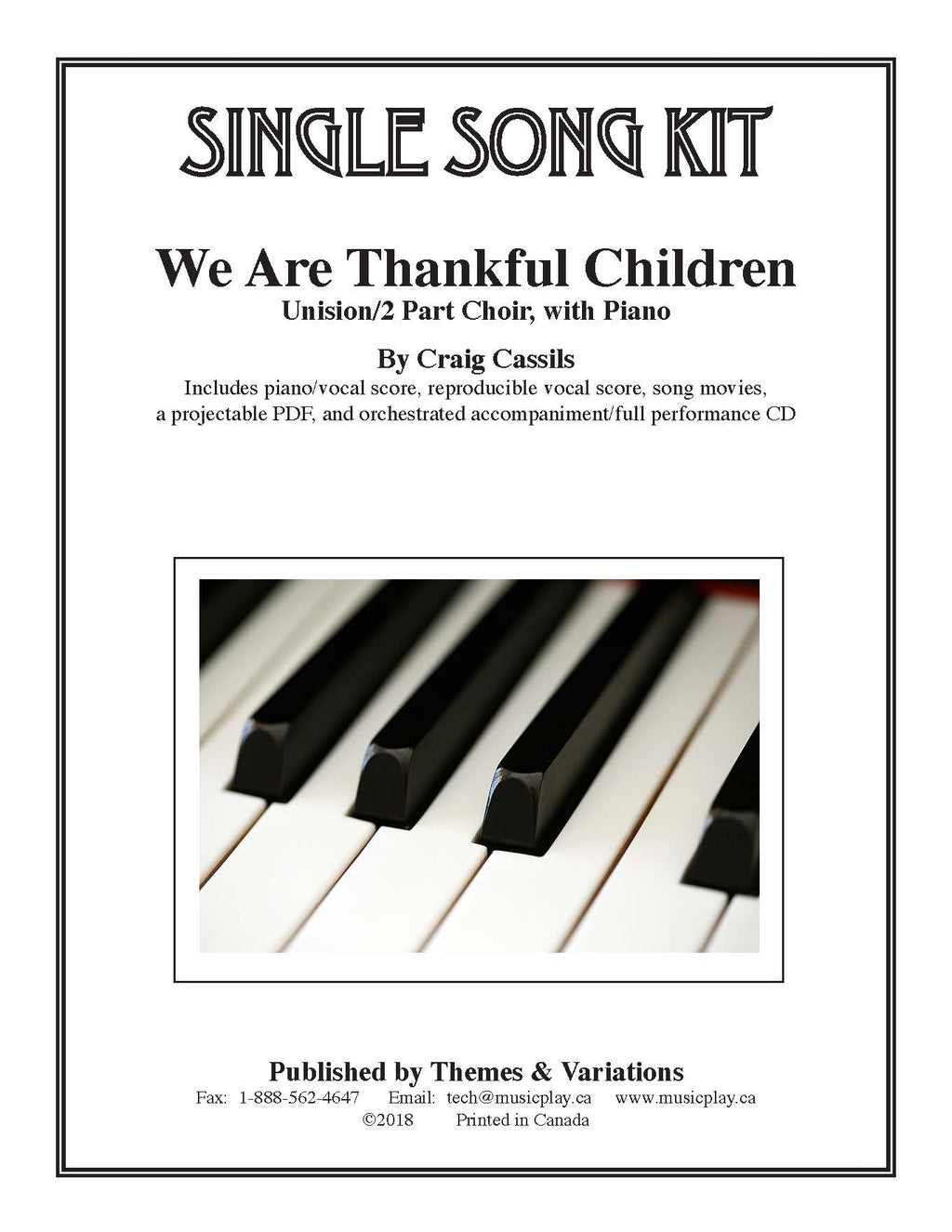We Are Thankful Children Single Song Kit